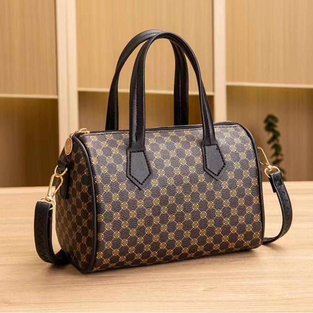 Elegant Black and Gold Patterned Women's Handbag